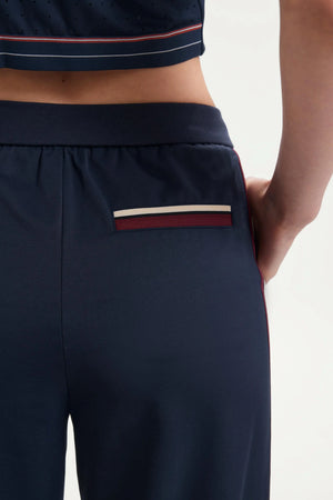 The Stripe Side Wide-Leg Pant - Midnight Navy