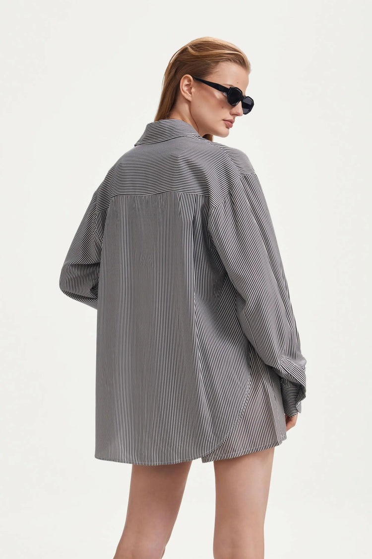 The Classic Stripe Button-Down - Black Stripe