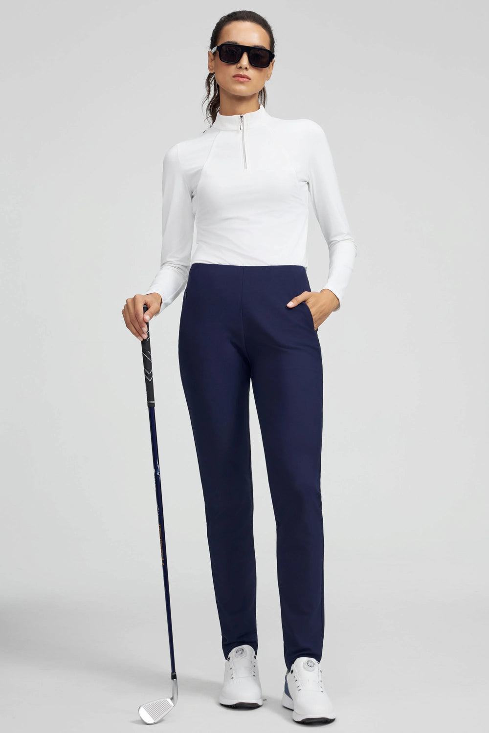 Women’s Zip-Pocket Stretch Pants - Navy