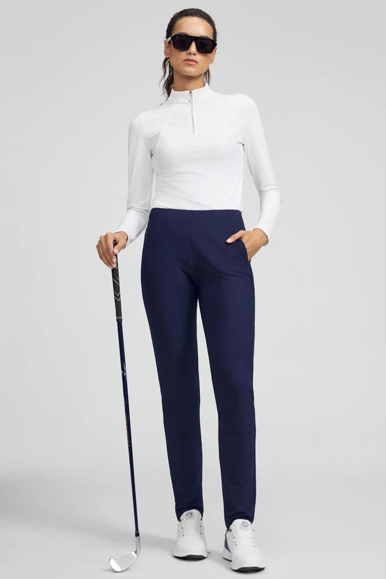 Women’s Zip-Pocket Stretch Pants - Navy