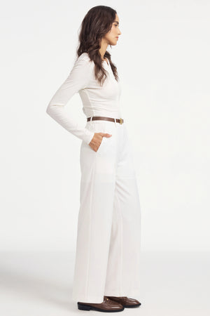 Women’s Essential Long-Sleeve Henley Bodysuit - Ivory