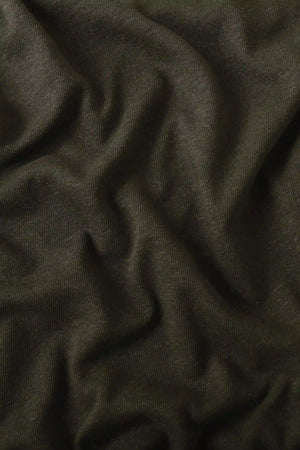 Close-up of espresso cotton linen tank fabric showing soft texture and subtle structure