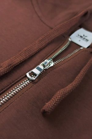 Close-up of the soft modal-wool blend fabric showing a smooth, cozy texture