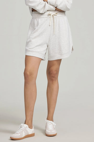 Everyday lounge shorts in Heather Mist with a high-rise elastic waist, front view