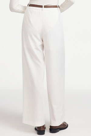 Back view of lightweight crepe tailored trousers with a clean, refined fit