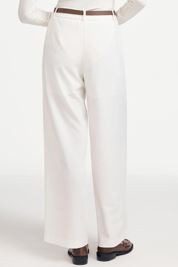Back view of lightweight crepe tailored trousers with a clean, refined fit