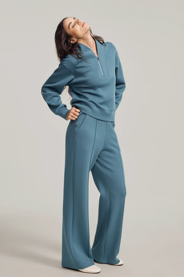 Luxe wool-blend half-zip pullover designed for effortless, polished everyday wear