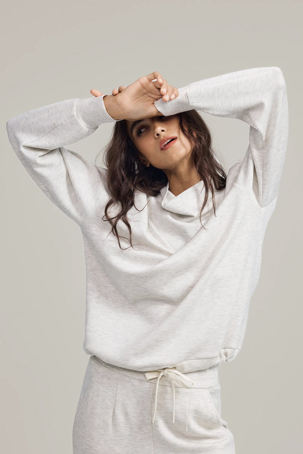 Front view of a lightweight Tencel™ pullover highlighting effortless comfort and ease