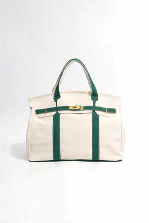 Premium cotton canvas tote in green designed for everyday work and travel use