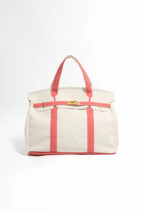 Handcrafted rose pink canvas tote combining durability and refined everyday style