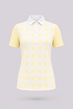 The Sculpt Golf Polo - Yellow Gingham