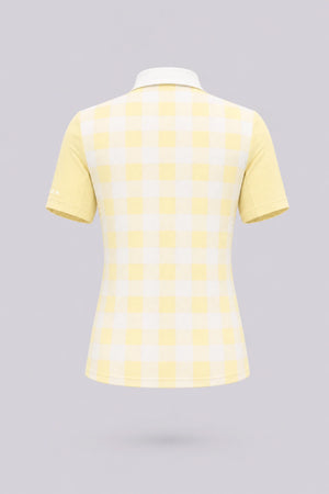 The Sculpt Golf Polo - Yellow Gingham