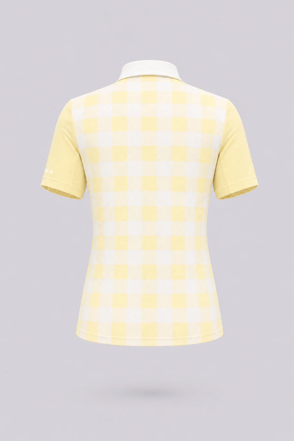 The Sculpt Golf Polo - Yellow Gingham