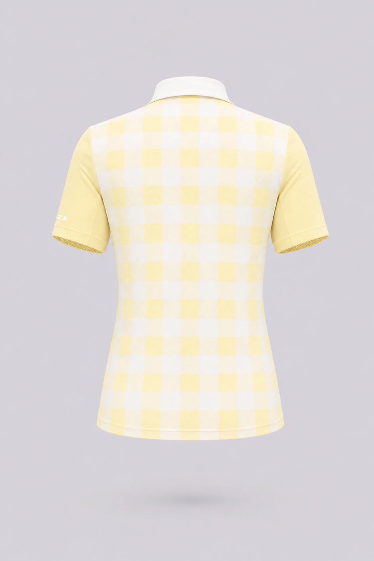 The Sculpt Golf Polo - Yellow Gingham