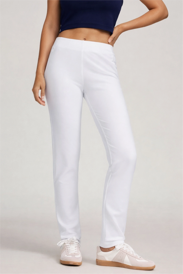 Women’s Cloudline golf pants with zip pockets and slim straight-leg fit, front view