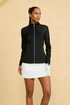 Women’s Peplum Mesh-Panel Zip Jacket - Onyx Black