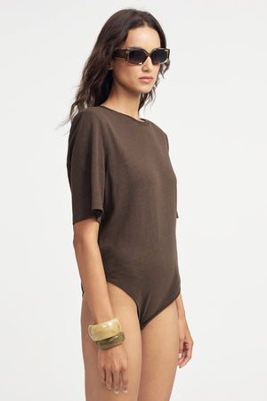 Women’s Essential Tee Bodysuit - Espresso Brown