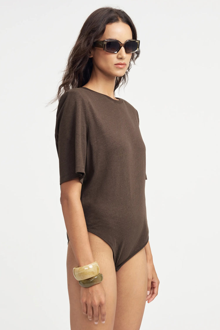Women’s Essential Tee Bodysuit - Espresso Brown