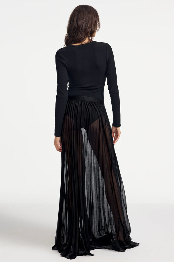 Women’s Essential Long-Sleeve Henley Bodysuit - Jet Black