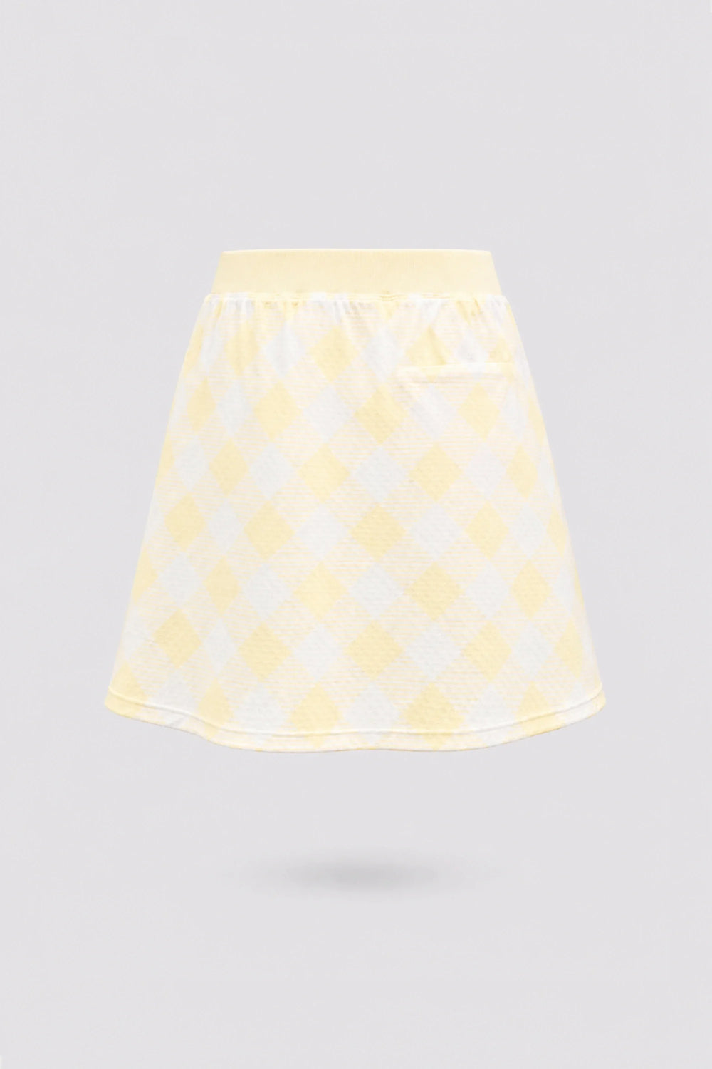 Women’s yellow gingham everyday golf skort with a high-rise waistband and A-line silhouette front view