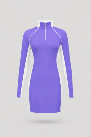 The Long Sleeve Zip Golf Dress - Violet