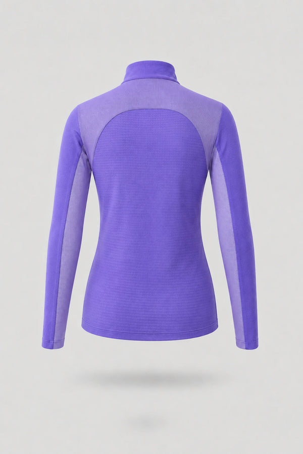 The Long Sleeve Zip Neck Golf Top - Violet